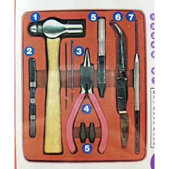 Darice Crafter's Tool Set, 8 Pieces, Includes Pink Storage Box w/Lid - Picture 2 of 3